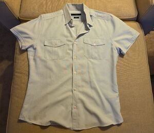 Gucci Men's Casual Light Blue Button Down Shirt. Slim Fit. Cotton.